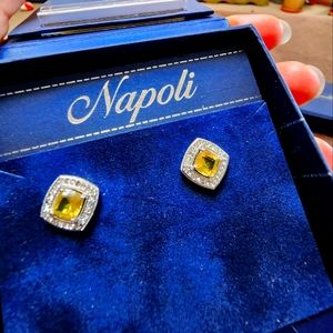 Silver and Citrine Crystal Earings